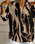 Stand Collar Irregular Printed Blouse