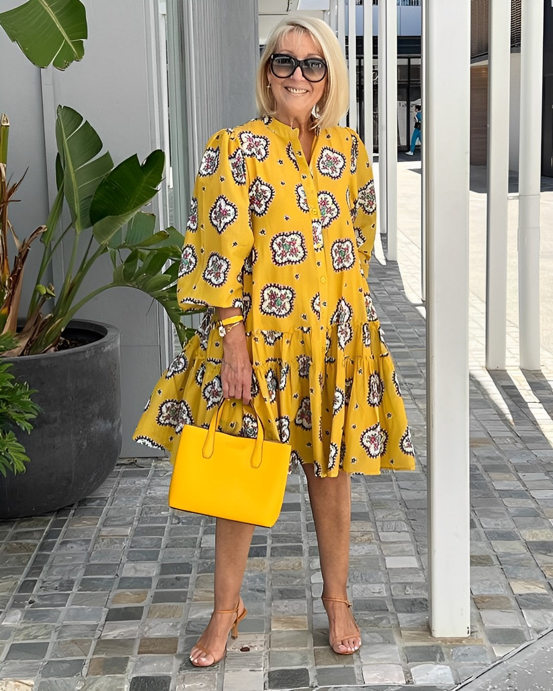 Printed Loose Pleated Dress