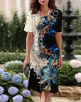 Round Neck Printed Straight Dress
