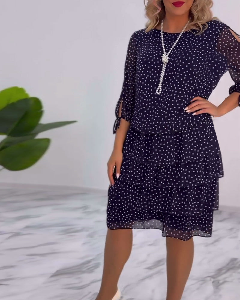 Polka Dot Print Layered Dress