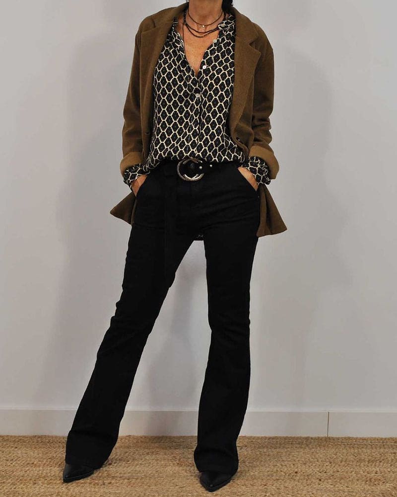 Relaxed V-Neck Midi Shirt