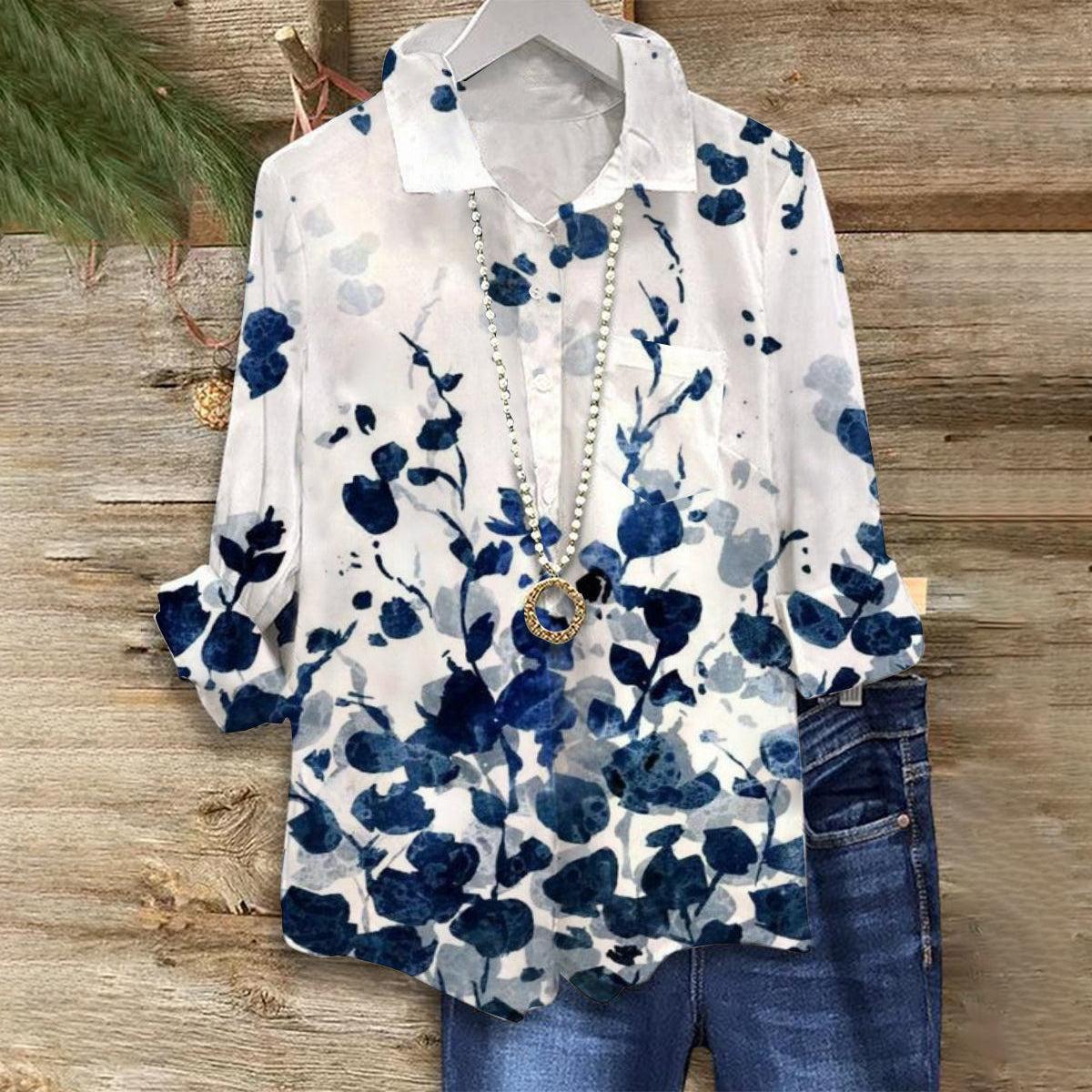 Vintage Collared Floral Print Shirt