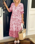 Deep V Half Sleeve Boho Tunic Dress