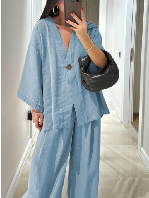 Comfortable V-Neck Casual Two-Piece Set