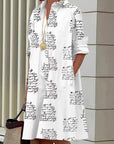 Stylish Dress Featuring Letter Print and Pockets