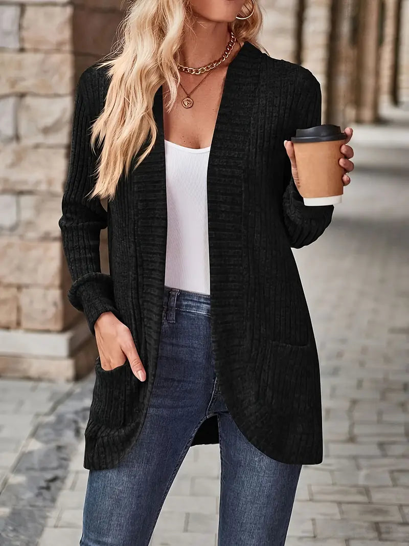 Chic Casual Ribbed Long-Sleeve Top