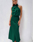 Backless Halter Neck Flowy Maxi Dress