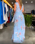 Floral print V-neck elegant sleeveless dress