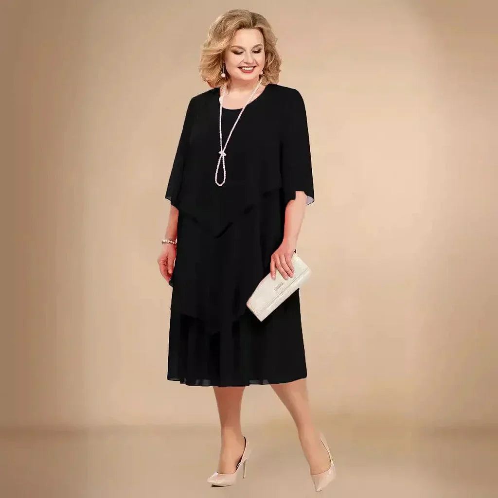 Refined Drape Midi Style Dress