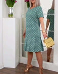 Polka dot print short sleeve casual dress