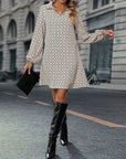 Lapel Long Sleeve Printed Dress