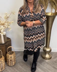 Flowy V-Neck Dress with Soft Wave Design