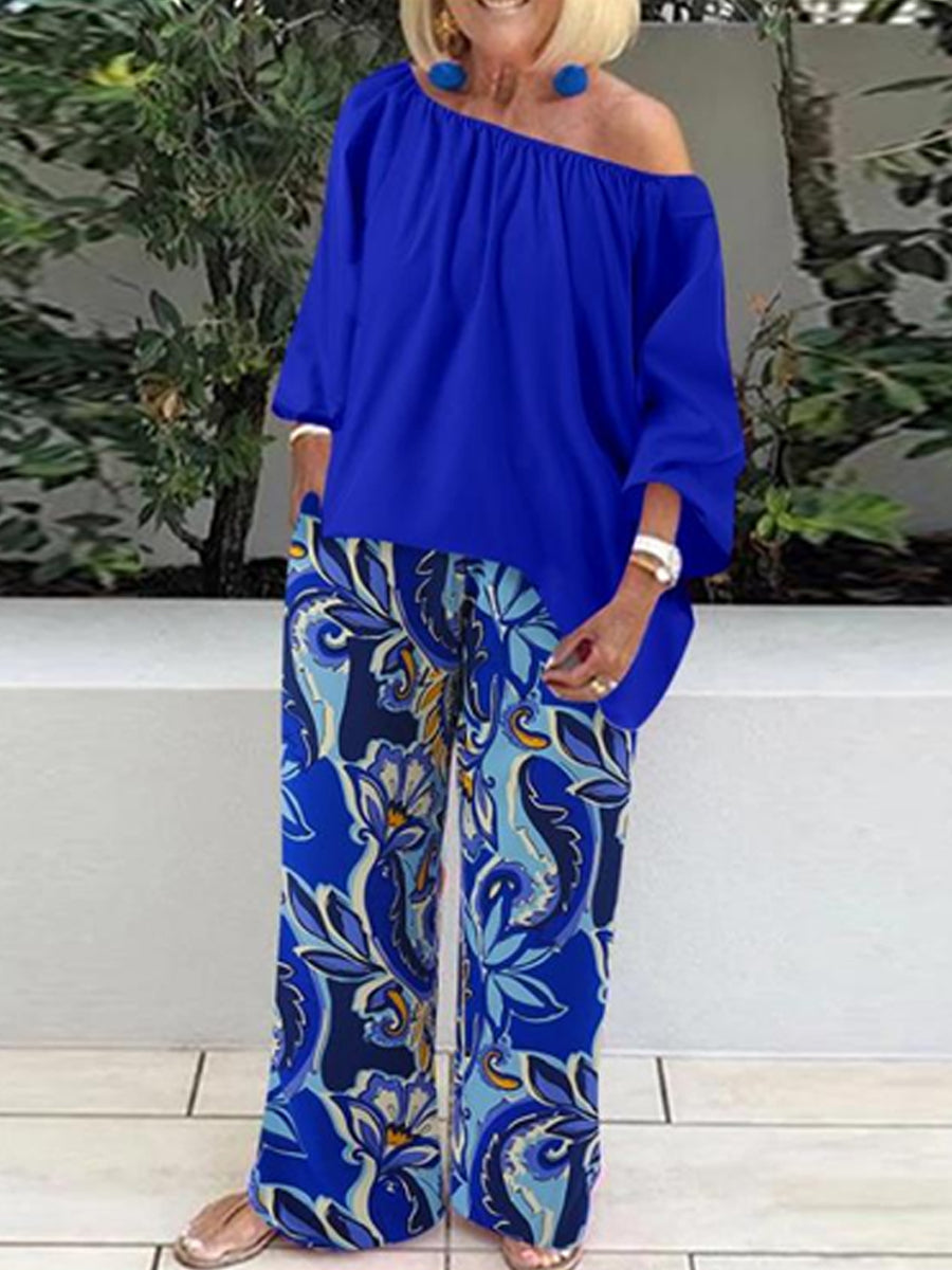 Fashion Print Loose Casual Two Piece-set
