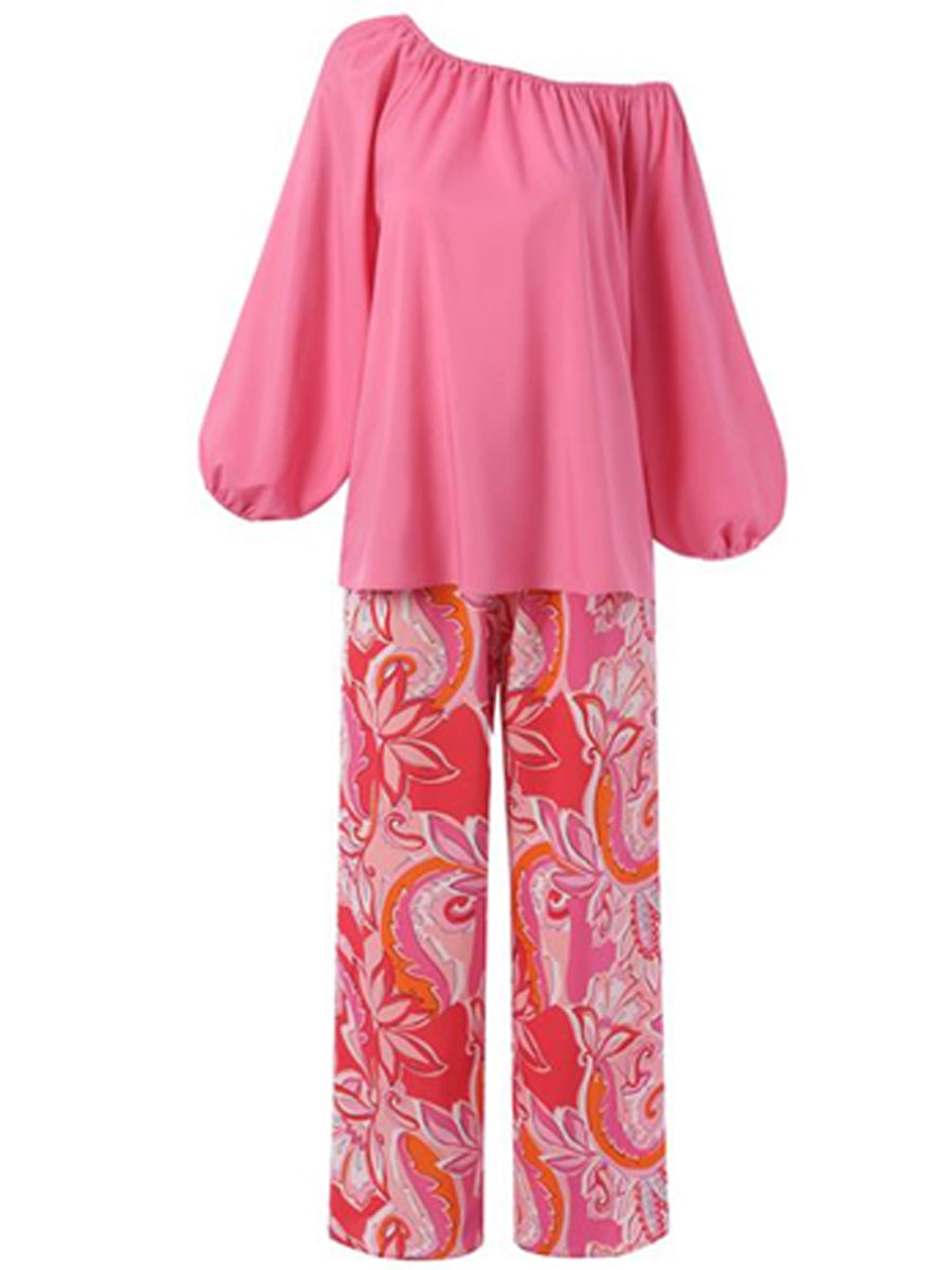 Fashion Print Loose Casual Two Piece-set