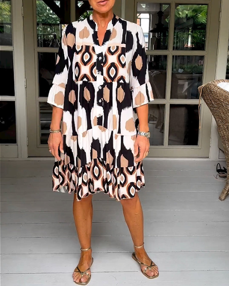 Lightweight Printed 3/4 Sleeve Dress