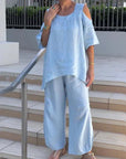 Pullover Short Sleeve Two Piece-Set