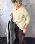 Irregular Hem V-Neck Sweater