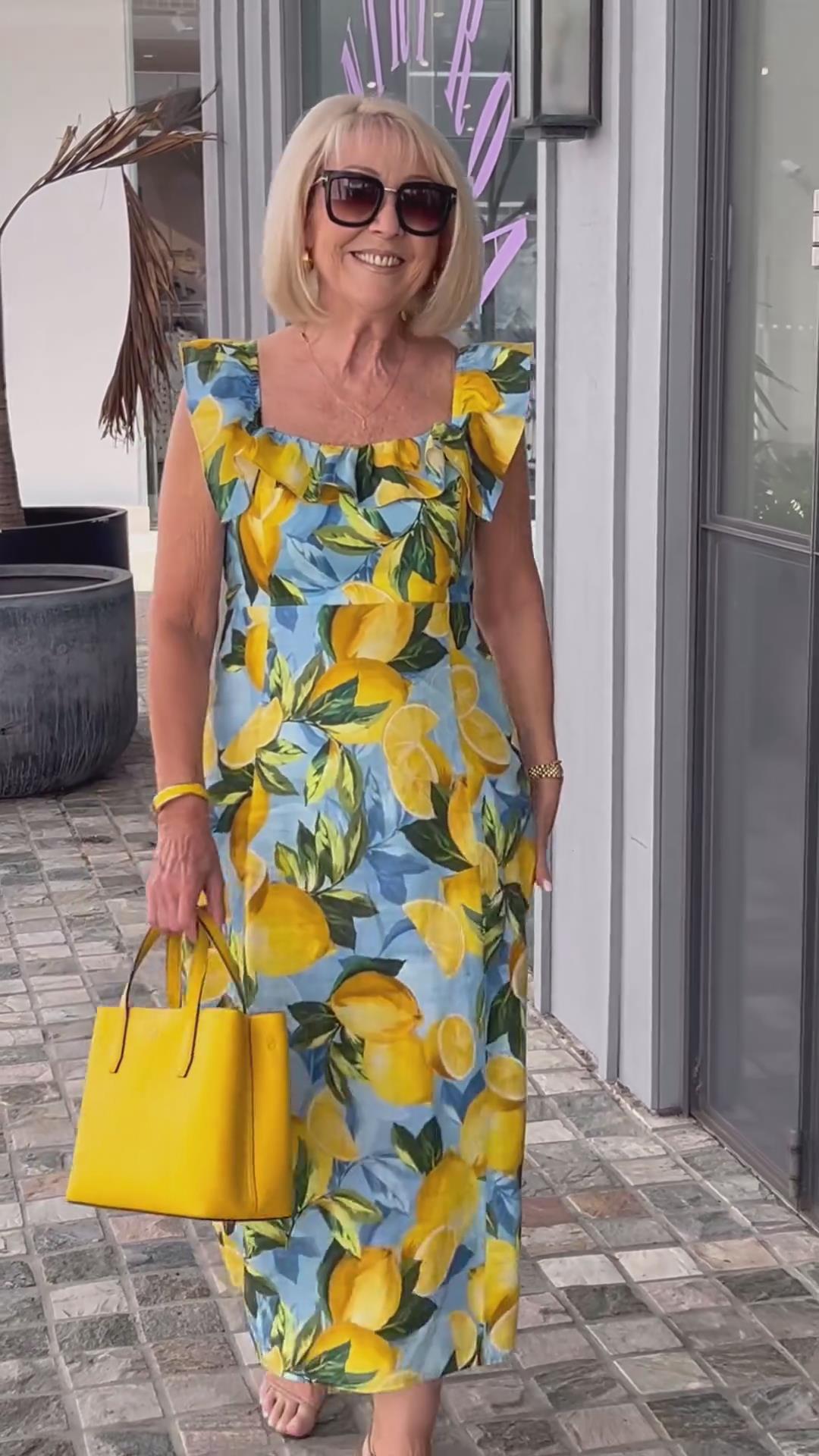 Lemon Print Tunic Dress with Relaxed Fit