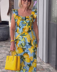 Lemon Print Tunic Dress with Relaxed Fit