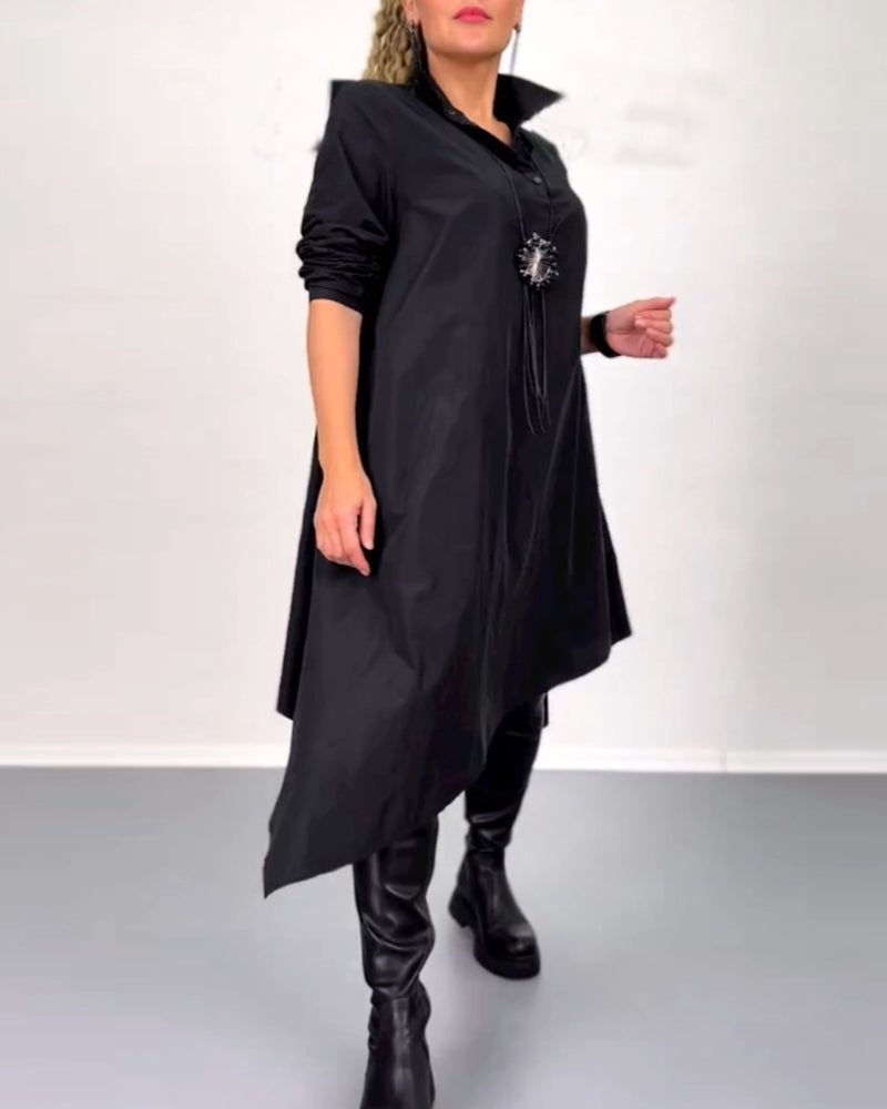 Solid color irregular casual dress
