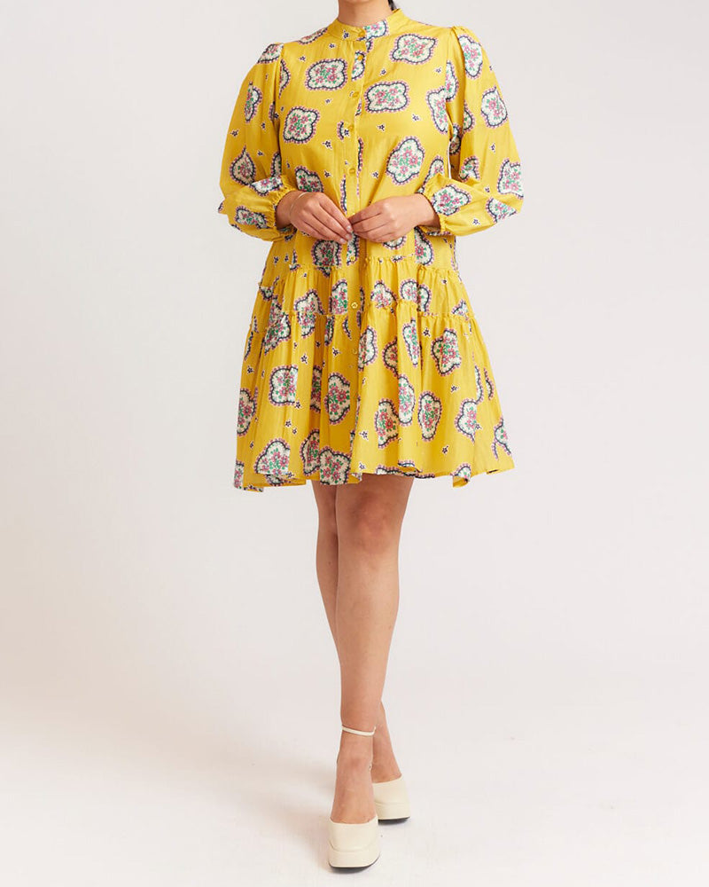 Printed Loose Pleated Dress