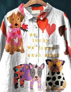 Whimsical Dog Art Tee with Lola Print