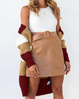 Women Contrast Sweater Cardigan with Pocket