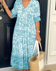 V-Neck Long Sleeve Boho Dress