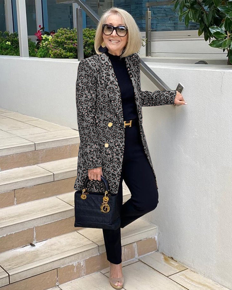 Leopard Print Plus Size Coat