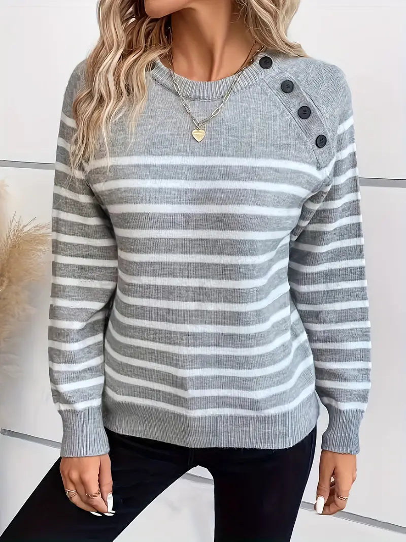 Striped Button Front Sweater