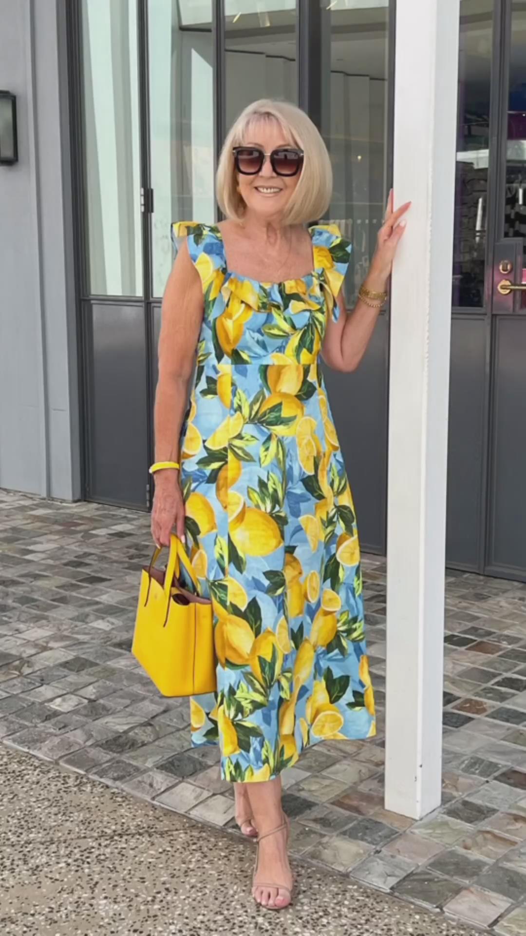 Lemon Print Tunic Dress with Relaxed Fit