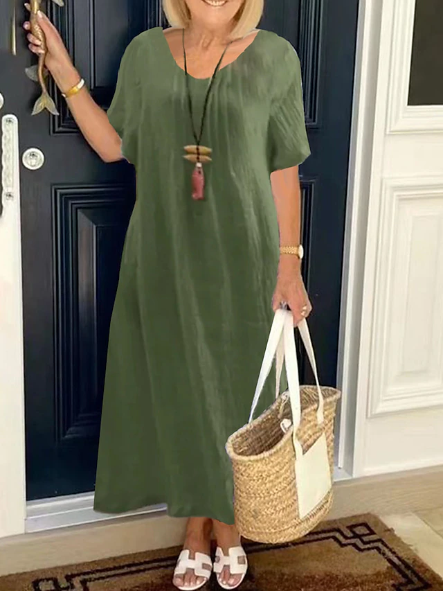 Casual V-Neck Pocket Dress