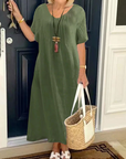 Casual V-Neck Pocket Dress