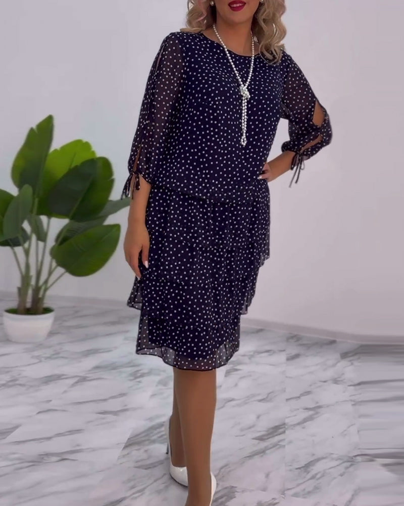 Polka Dot Print Layered Dress