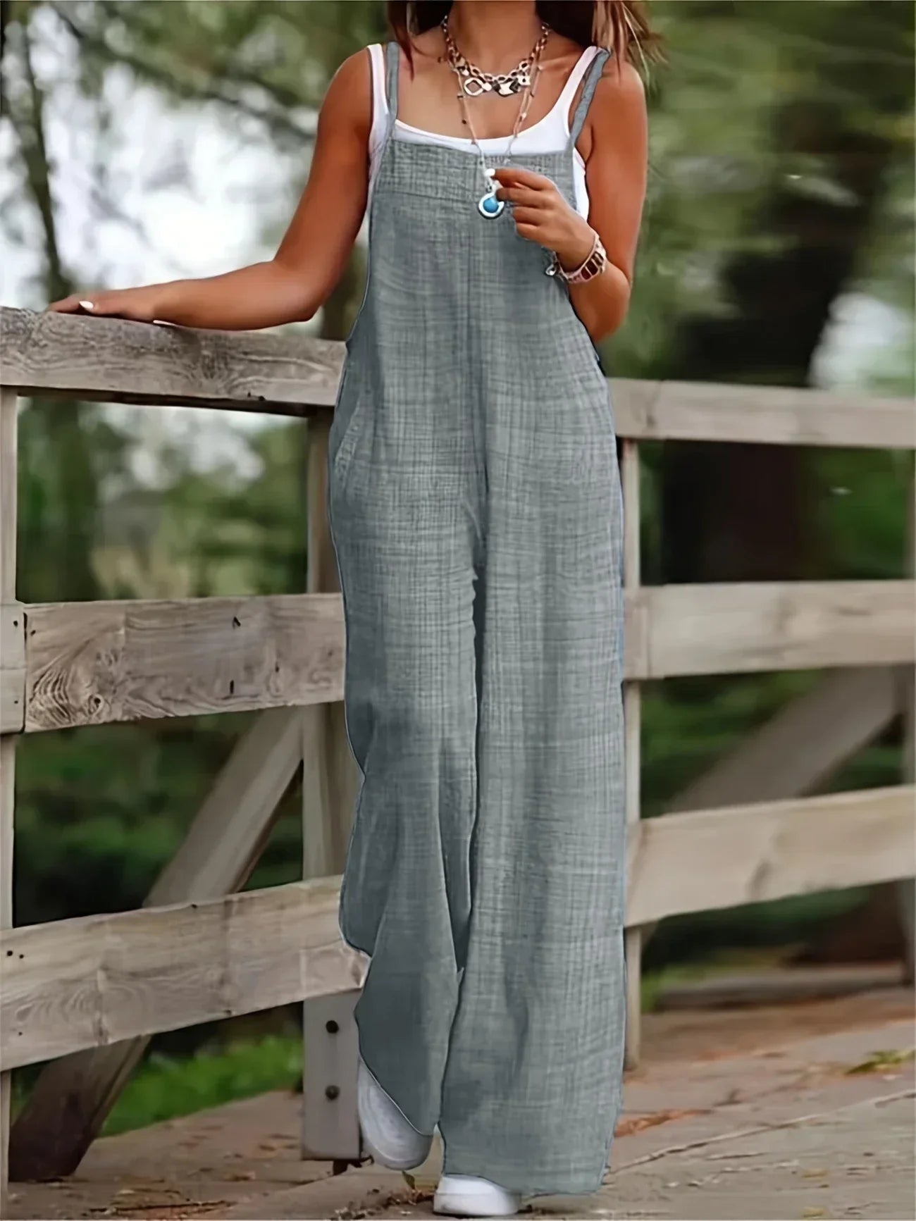 Casual Wide Leg Overalls With Pockets