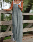 Casual Wide Leg Overalls With Pockets