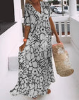 Printed v-neck loose dress