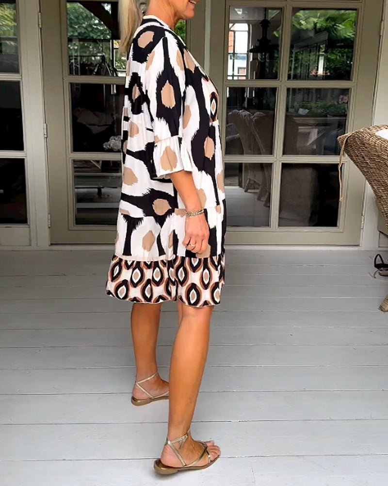 Lightweight Printed 3/4 Sleeve Dress