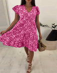 V-neck floral sleeveless midi dress