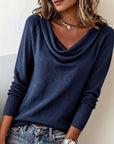 Fashionable Long-Sleeved Pile Collar Sweater