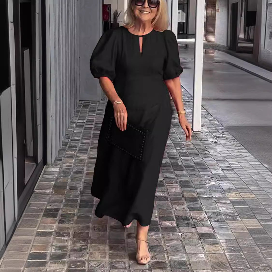 Elegant Dress with Statement Puff Sleeves