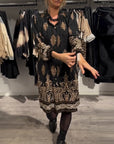 Lapel Button Down Vintage Print Dress