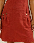 Zipper Pocket Cotton Linen Dress