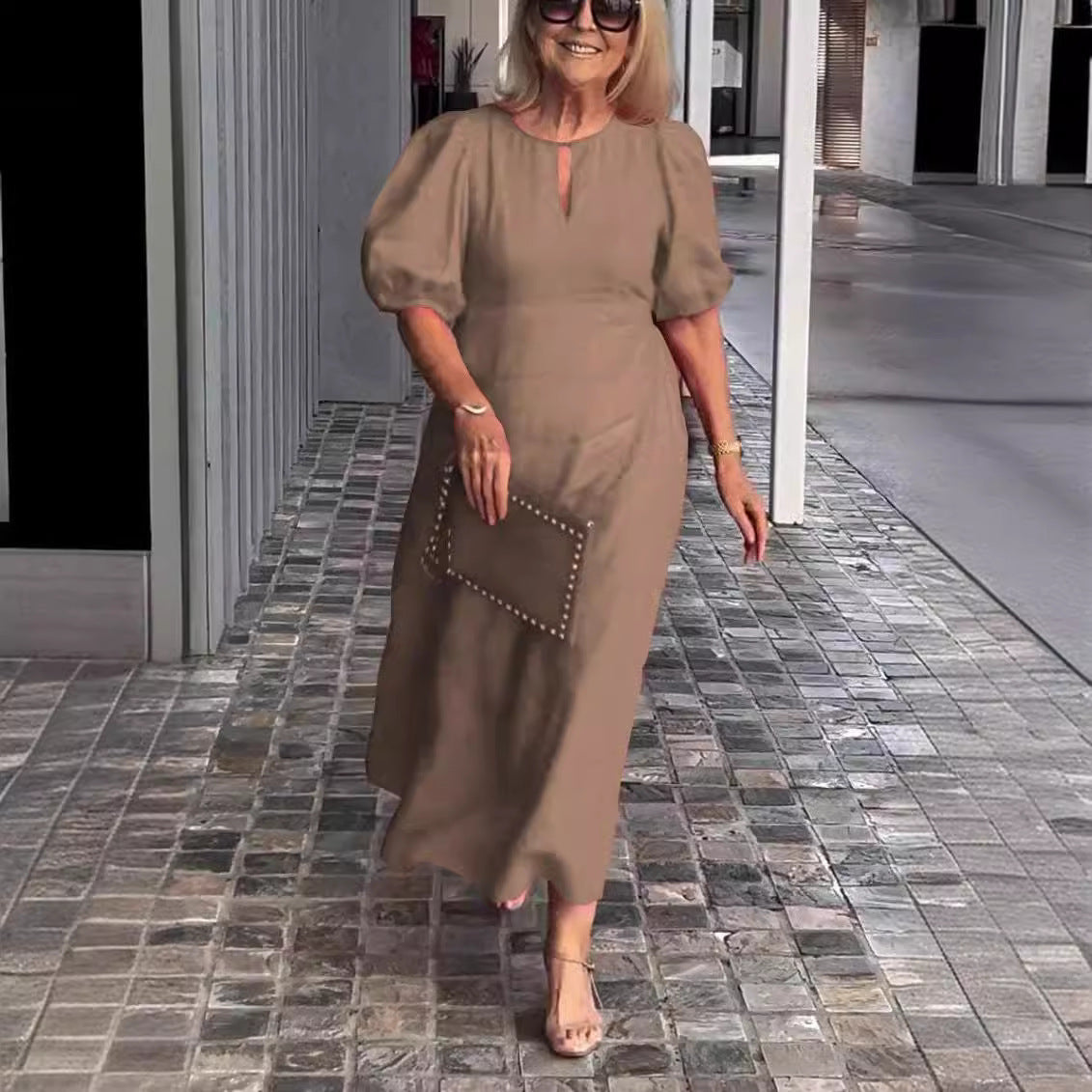 Elegant Dress with Statement Puff Sleeves