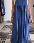 Solid Color Casual Dress with Straps