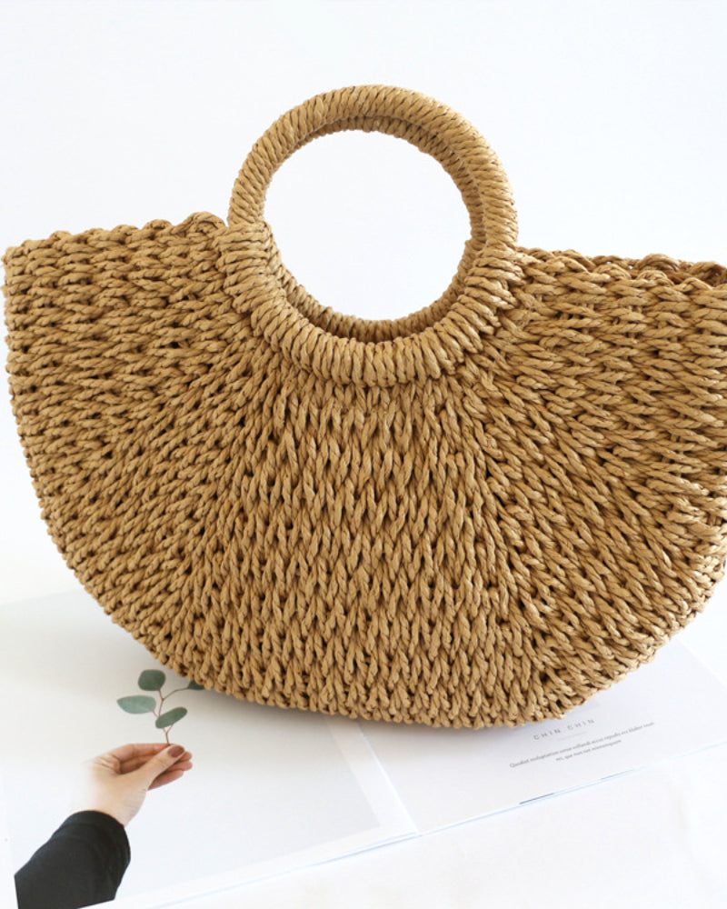 Chic Straw Bag with Handwoven Texture