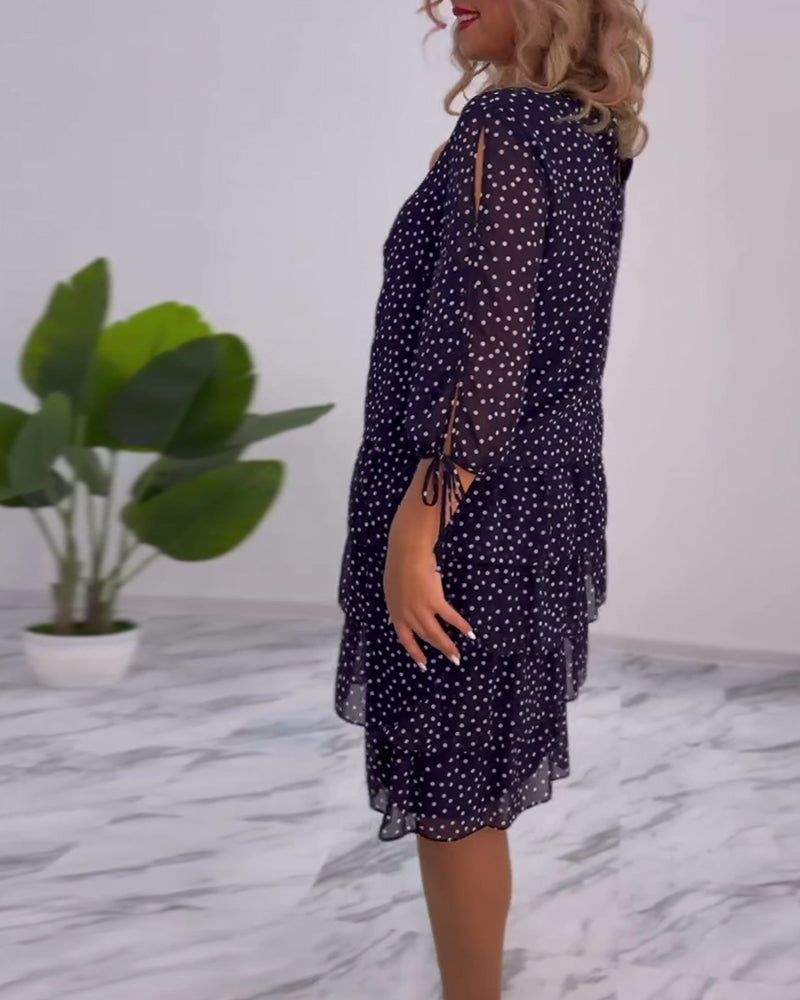 Polka Dot Print Layered Dress