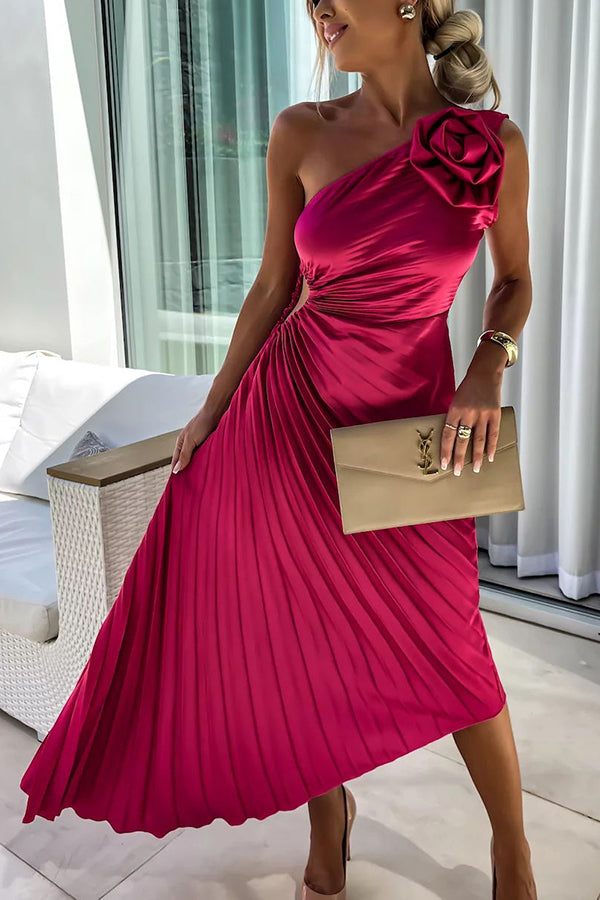 Elegant Flower Print Midi Dress