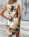 Wrap V-Neck Printed Bodycon Dress
