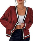 Casual Loose Fitting V Neck Knit Cardigan